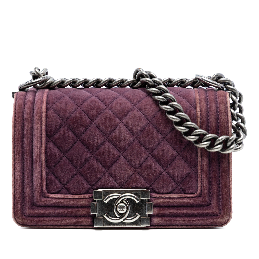 Pre-Loved Chanel Small Quilted Velvet Boy Flap